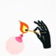 an illustration of a hand lightning the bomb